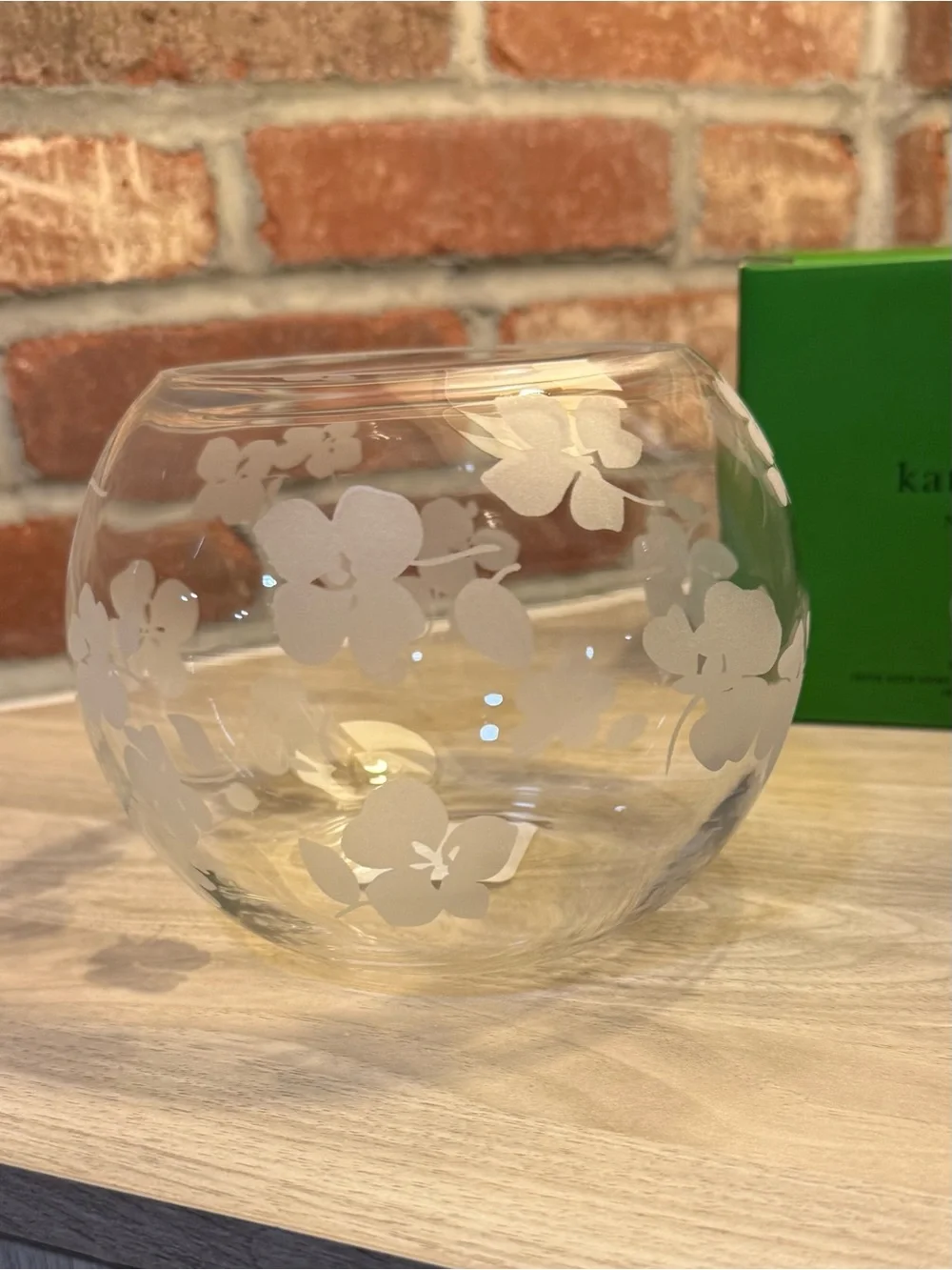 Kate Spade New York Spring Pansies Petite Rose Bowl Glass Flower Vase